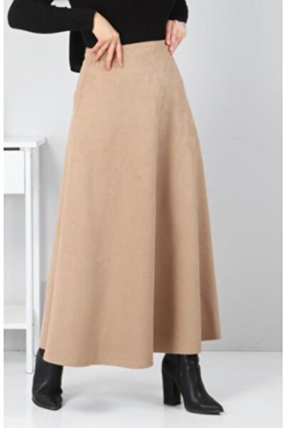 ALMİNA Suede Kiloş Long Skirt, Suede Mevlana Skirt