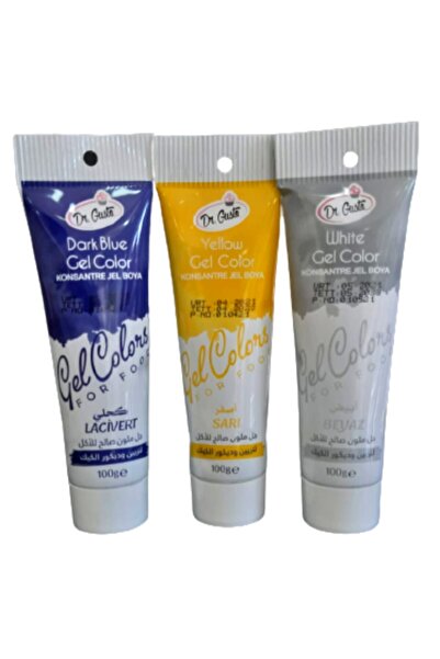 Dr. Gusto Dr Gusto 3 Lü Set Lacıvert / Beyaz /sarı Tüp Jel Gıda Boya 100gr