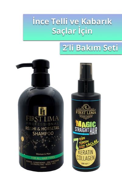 First Lima Professional Dökülme Önleyici Ve Uzama Desteği Sağlayan Şampuan Ve 7 Gün Süren Düzleştirici Keratin Sprey