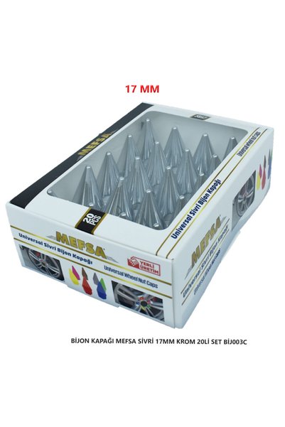 mefsa A Kalite Bijon Kapağı Sivri 17 Mm Krom 20 Li Set