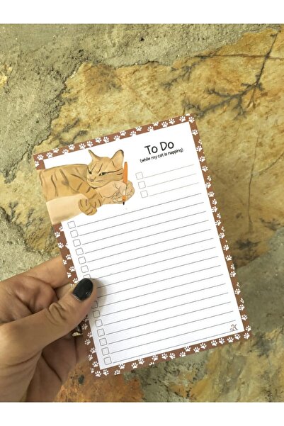Turuncu Kedi Kedili Bloknot | To Do List