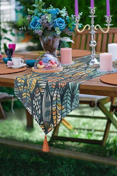 Realhomes Alergăr triunghi din chenille cu design special imprimat digital, c...