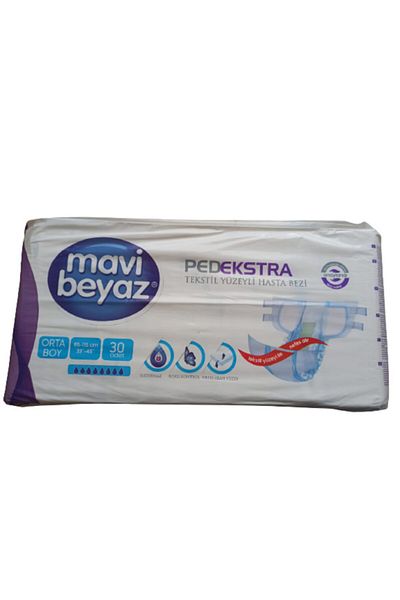 Mavi beyaz Pedekstra Textile Surface Adult Diapers Medium 30 Pieces