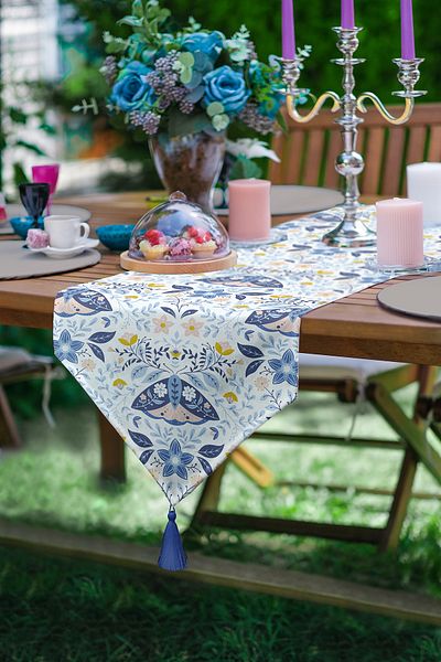 Realhomes Alergăr triunghiular cu ciucuri cu ciucuri, imprimat digital cu design special floral