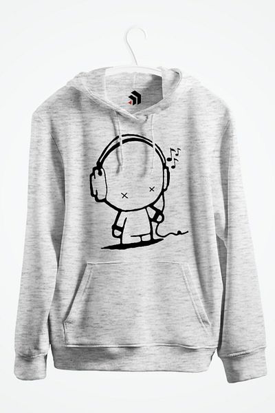 karikatürstore Music Man Printed Hooded Sweatshirt