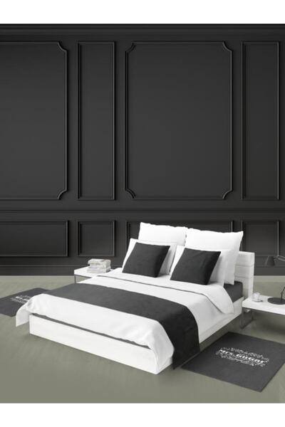 Mrs.Gugar Black Single Bed Runner - 43x43 cm Throw Pillow Cover