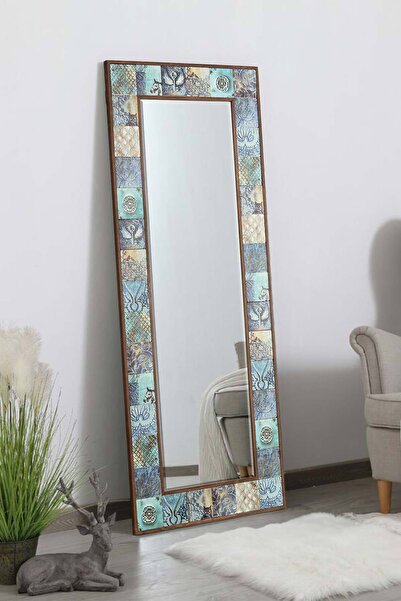 bluecape Liverpool Doğal Ağaç 62x152 Cm Antik Limra Taş Çerçeveli Dekoratif ayna