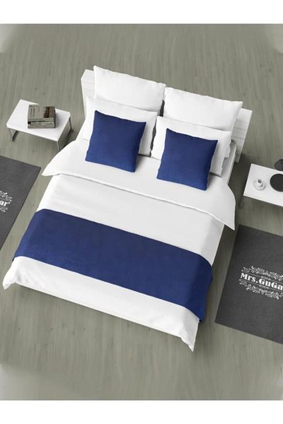 Mrs.Gugar Midnight Blue Single Bed Runner - 43x43 cm Throw Pillow Cover