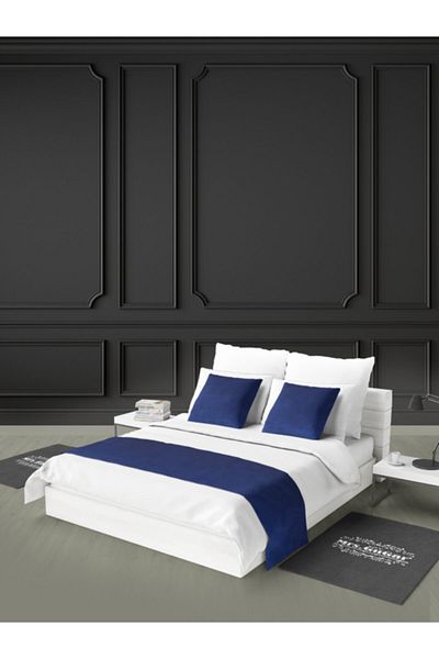 Mrs.Gugar Midnight Blue 43x43 cm Double Bed Runner - Throw Pillow Cover