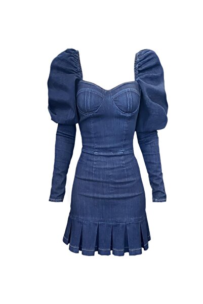 Rocky girl Straplez Glop Detaylı Pileli Elbise