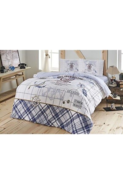 Taç Ranforce Duvet Cover Set Single Sea Side Blue