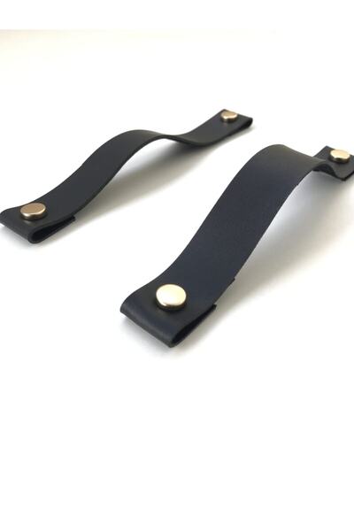 Bundera 3 Adet Siyah 160 mm Dolap Çekmece Kulp LW-01 Rustik Deri Banyo Mutfak Dolabı Kulbu