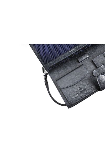 Eminsa Men's Navy Blue Genuine Leather Handle Handbag
