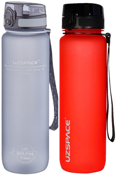Uzspace Set of 2 1000ml 1 Liter Tritan Water Bottle