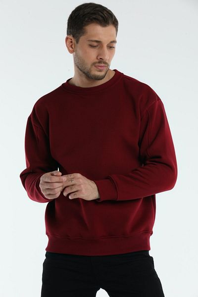 Argentum Look Men's Burgundy Relaxed Fit Sweatshirt