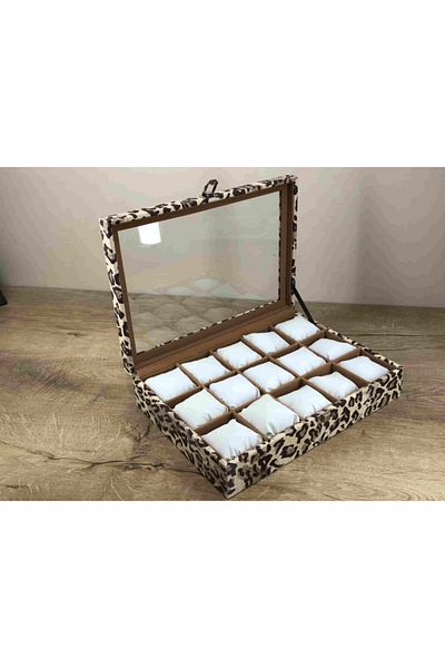Kelepir Fırsatlar Leopard Patterned Soft Padded 15 Wristwatch Capacity Watch Box
