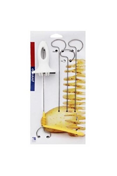 YFHOME Pratik Şişli Çubukta Patates Dilimleme Kesme Aleti 4 Şiş