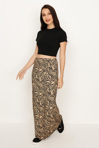 Select Moda Women's Thin Zebra Patterned Maxi Skirt