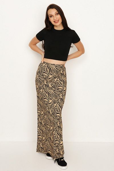 Select Moda Women's Thin Zebra Patterned Maxi Skirt