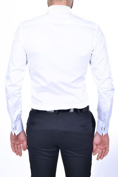 BAGGI Slim Fit Ata Collar Shirt White