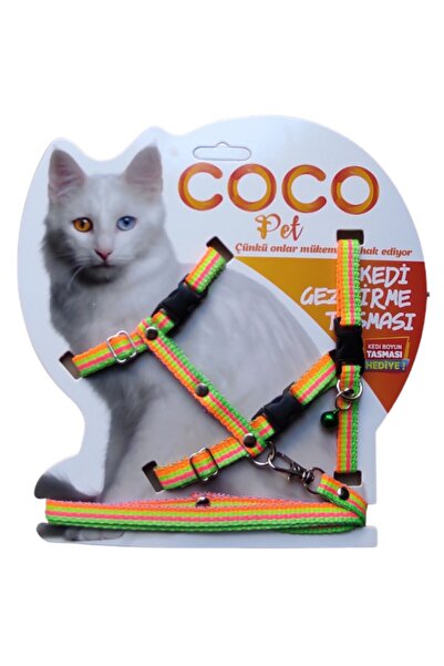 Cocopet Kedi Gezdirme Tasma Seti Kedi Bel Göğüs Tasması Gökkuşağı Kedi Boyun ...