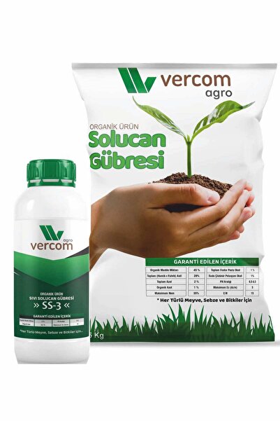 5 kg Organik Katı Solucan Gübresi+1 lt Ss-3 Organik Sıvı Solucan Gübresi