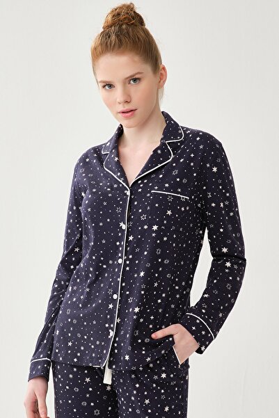 Dagi Navy Blue Pajama Top Shirt