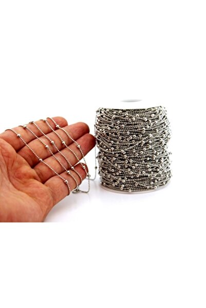 yfhobi 1 Metre - 4 Mm Misketli 1.2 Mm Top Zincir - Nikel Kaplama Kolye Zinciri