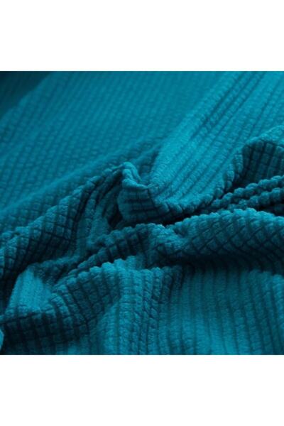 uzhanem 6 Pieces Lycra Chair Cover, Chair Cover Washable Piti Square Pattern Petrol Blue