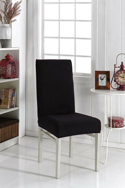 uzhanem 6 Pieces Lycra Chair Cover, Chair Cover Washable Piti Square Pattern Black