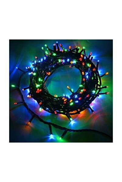 Happyland Yılbaşı 100 Ledli 5 Metre Renkli Pirinç Işık Kutulu Siyah Kablo 8 Fonksiyonlu Led