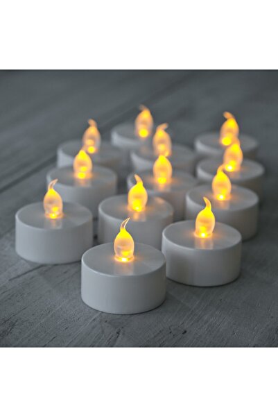 Happyland 100 Adet Sevgililer Günü Tealight Pilli Mum Sarı Işık Yanan