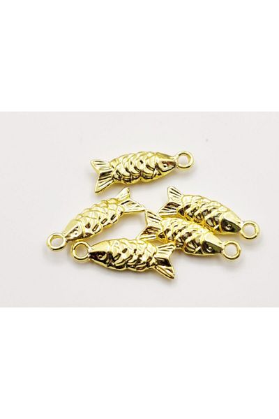 yiğit aksesuar Gold Plated Fish Figure Jewelry Making Apparatus 10 Pieces