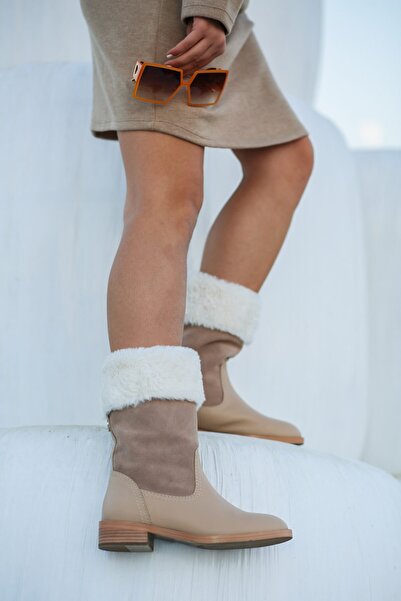 Rugano حذاء Georme مصنوع من الجلد الطبيعي ونعل مطاطي باللون البيج