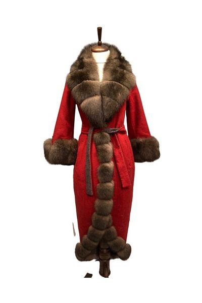 Milano Calvino Sultan Fur Alpaca Coat (Red)