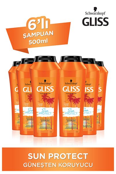 Gliss Sun Protect 500 ML Sun Protection Shampoo - Pack of 6
