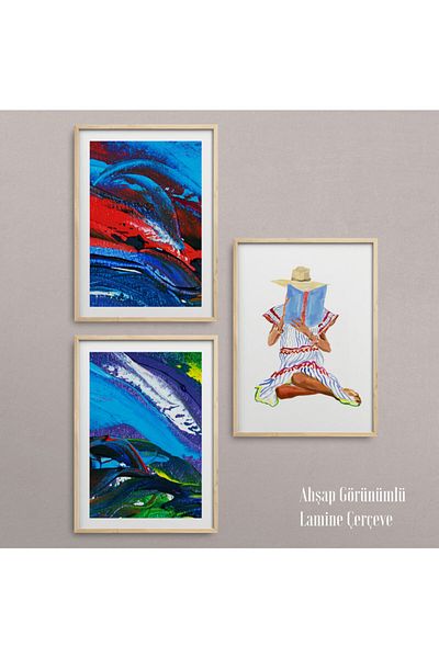 HOMEPACK Комплект за рисуване от 3 части с рамка от естествено дърво Hpn033