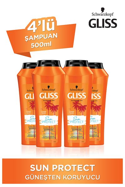 Gliss Sun Protect Sunscreen Shampoo Set of 4 - 500 ml
