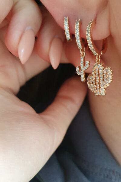 BUNNY Kaktüs 3lü Set Küpe