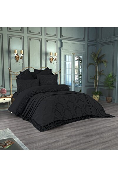 Çeyiz Bahçesi Sarmaşık 9 Parça Çeyizlik Gelin Seti Siyah