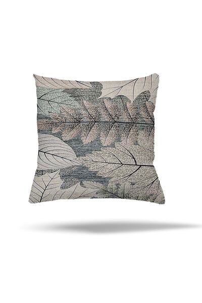 on the clouds Gri Yaprak Desenli Gizli Fermuarlı Yastık Kılıfı Kırlent Kılıfı...