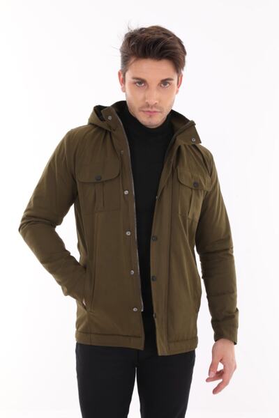 tomıross Palton scurt Jake, slim fit, cu glugă, cu blană în interior, reziste...