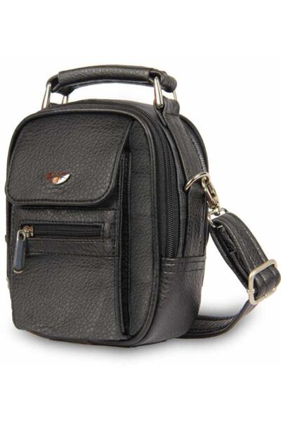 Alone 3771 Black S Leather Men's Hand Shoulder Bag with Bag Strap