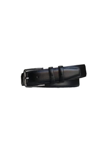 Kar-Pa 100% Genuine Leather Plain Canvas Pants Belt 4cm; Black
