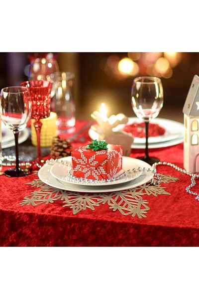 ASENA DESİGN American Service Gold Leather Snowflake Christmas 6 Pieces