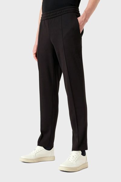 Buy EMPORIO ARMANI Relaxed Fit Flat-Front Trousers | Black Color Men | AJIO  LUXE