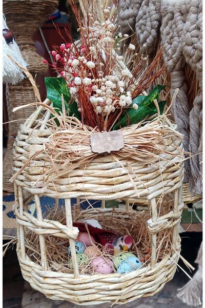 Tasarım Diyarı Hasır Örgüsü Geri Dönüşüm Askılı Dekoratif Kafes