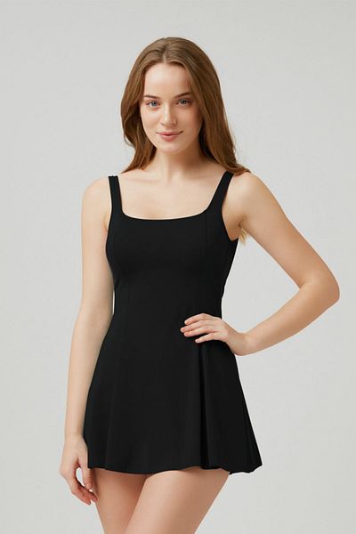 Kom Rotac Solid Color Backless Round Neck Wire-free Swimsuit with Stable Strap