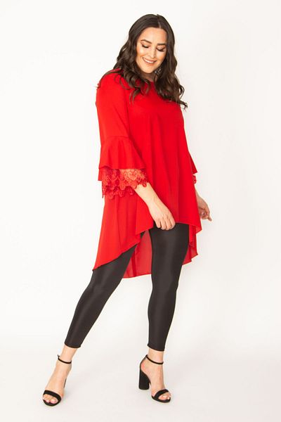 Şans Plus Size Tunic - Red - Relaxed fit