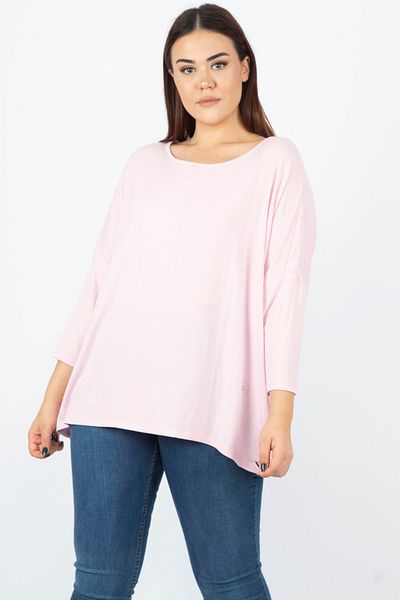 Şans Γυναικείο Plus Size Pink Bat Sleeve Tunic 65n29751